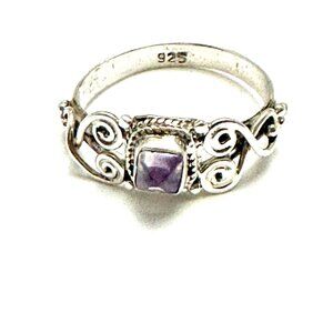 Amethyst set in Sterling Silver 925 Stamped. Size 9